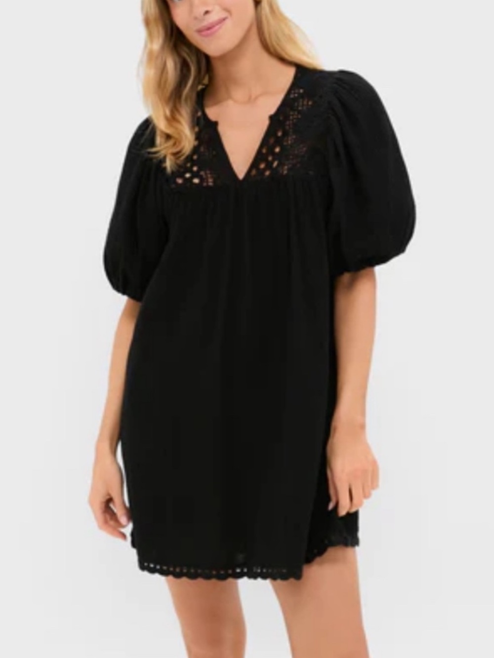 Hyacinth House Black Crochet Diana Mini Dress